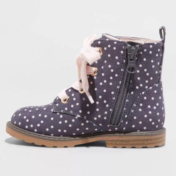 Cat & Jack Toddler Girl's Giovanna Lace-Up Zipper Boots - Charcoal Gray - Picture 4 of 5